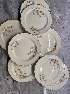 W. S. George Lido Canarytone Plates Orange Blue and Yellow Cosmos Platinum Edge - Picture 1 of 5