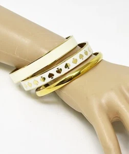 Kate Spade New York Set Of (3) Gold Tone Enamel Stackable Bangle Bracelets - Picture 1 of 6