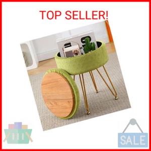 Cpintltr Velvet Storage Ottoman Round Footrest Stool Multifunctional Upholstered - Picture 1 of 2