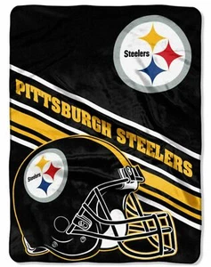 Pittsburgh Steelers NFL Royal Plush Rashel Blanket 60"x 80" - Picture 1 of 2
