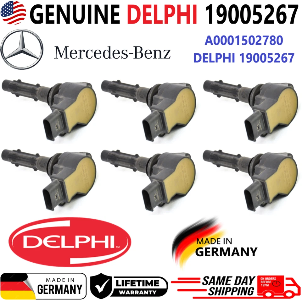 Bobinas de encendido originales Delphi x6 para Mercedes-Benz V6 V8 2005-2014, A0001502780 Foto 1 de 4