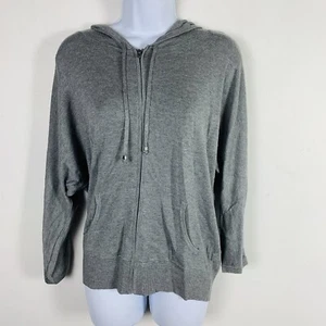 Bass Womens Sweatshirt sz M Gray Full Zip Hooded Pockets Lightweight Stretch New - Picture 1 of 10
