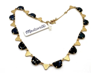 Collar MADEWELL Diamantes de imitación de Cristal Negro y Tono Dorado Chevron Distintivo Nuevo - Imagen 1 de 15