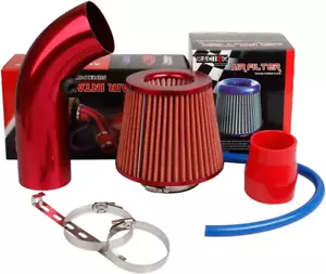 Filtro Dell'Aria a Cono Sportivo per Auto Universale in Fibra Di Carbonio Rosso - Foto 1 di 7