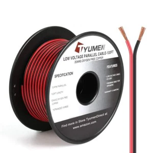 100ft 20/2 Red Black Electrical Wire Pure Copper Wire 20 Gauge 2pin Wire Low Vol - Picture 1 of 6