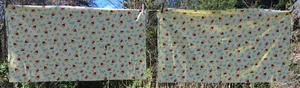 2 piezas lana ligera 47"" x 25"" rojo dama insectos margaritas hojas amarillas verdes - Imagen 1 de 3
