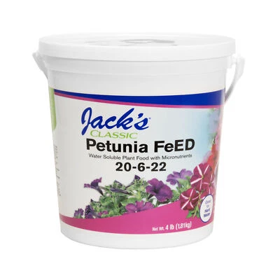Fertilizante soluble en agua Jack's Classic 20-6-22 Petunia FeED, 4 libras Foto 1 de 4