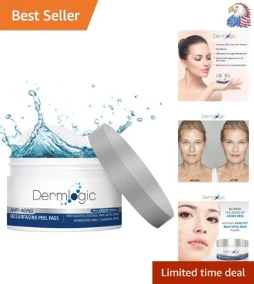 Resurfacing Peel Pads for Face, Neck & Décolleté - 60 Disposable Anti-Aging Pads - Image 1 of 4