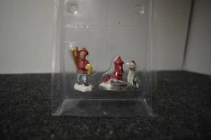 Unbranded Christmas Village Figurine Fireman Hydrant and Dog - Picture 1 of 2
