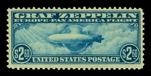 US 1930 AIRMAIL - GRAF ZEPPELIN issue $2.60 blue Scott # C15 mint MLH/NH VF - Picture 1 of 2