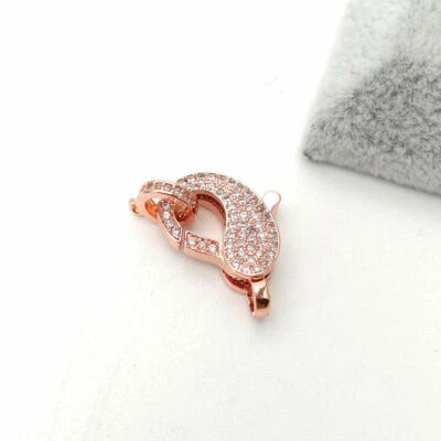 lobster clasp 12x24mm 18k gold Filled cubic zirconia micro pave hook clasps - Image 1 of 3