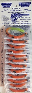 Kelly's Firetail Worm Full card "rubber worms" 12 Orange/Chartreuse Firetail FT - Picture 1 of 1