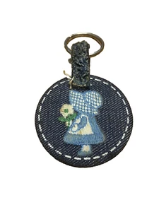 Vintage Springbock Spiegel Denim Schlüsselanhänger von Hallmark mit Sonnenhaube Sue - Bild 1 von 2