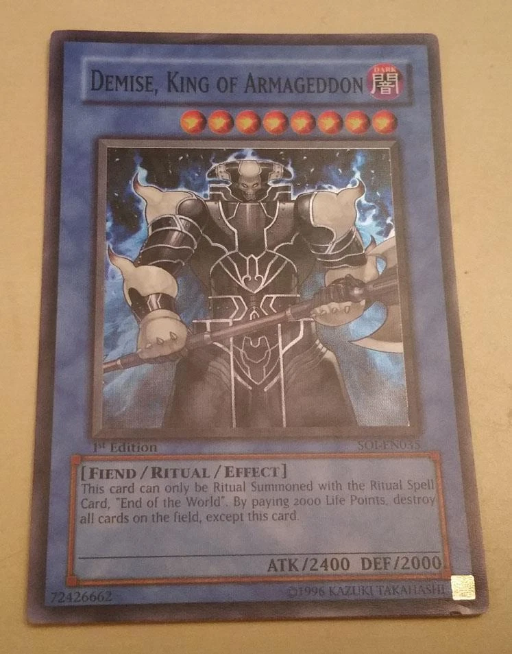 YuGiOh Demise, King Of Armageddon 1st Ed Super SOI-EN035  NM/M - Image 1 of 1