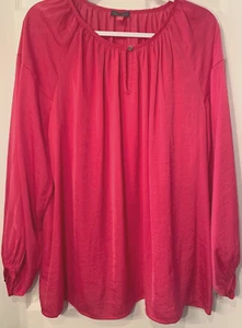 Vince Camuto Bluse Gr. 1X rosa gesammelt gebogener Saum LS Schlüsselloch Bauern Top Neu ohne Etikett - Bild 1 von 10