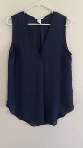 H&M navy sleeveless blouse Sz 10 EUC - Picture 1 of 6