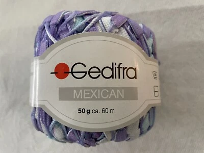 Gedifra 墨西哥纱线可爱浅蓝光紫色白色配色 — 第 1/4 张图片
