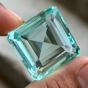100 Ct Natural Aquamarine Square Cut Certified Sky Blue Loose Gemstone EBAY - Picture 1 of 5
