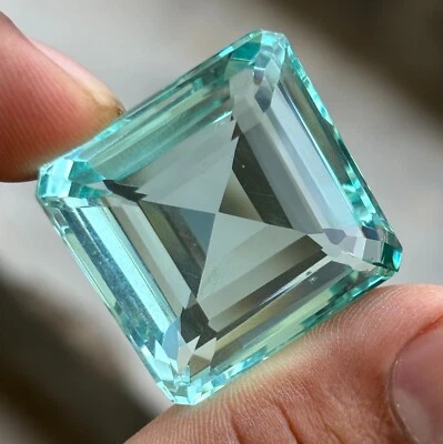 Piedra preciosa suelta azul cielo certificado corte cuadrado aguamarina natural 100 quilates eBay Foto 1 de 4