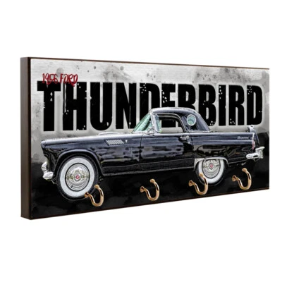 Ford Thunderbird 1956 negro clásico deportivo colgador de llaves/colgador de correa para mascotas Foto 1 de 4