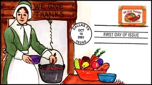 Scott 3546 34 Cents Thanksgiving Melissa Fox Hand Painted FDC 4 Of 8 - Picture 1 of 2
