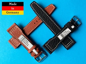 Watchband Fitting for IWC Pilot Watch 20 21 22mm Braun Black Buffalo Leather /73 - Picture 1 of 6