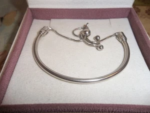 Genuine Pandora Moments Silver Chain Slider Bangle Bracelet  17-19cm - Picture 1 of 3
