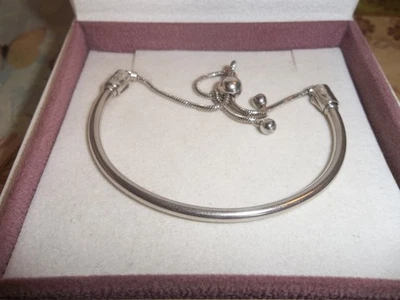 Genuine Pandora Moments Silver Chain Slider Bangle Bracelet  17-19cm - Image 1 of 3