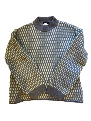 Suéter feminino Theory gola redonda cinza e amarelo 100% cashmere tamanho pequeno - Imagem 1 de 2