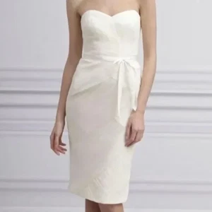Monique Lhuillier White Strapless Sweet Heart Neck Special Occasion Dress Size 6 - Picture 1 of 14
