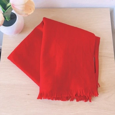 Amicale Vibrant Red Travel Wrap Fringed Scarf Cashmere Fall Merino Wool Cashmere - Image 1 of 4