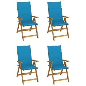 Garden Chair Set of 4 Natural Wood Solid Acacia Wood Medium vidaXL - Picture 1 of 10