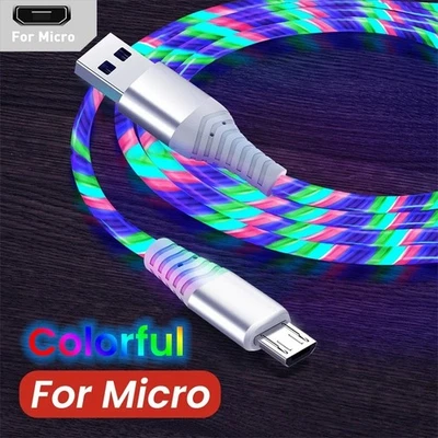 LED Glowing Fast Charging Cable 3A USB Type C Micro Charger Cord for iPhone Sams - Image 1 of 4