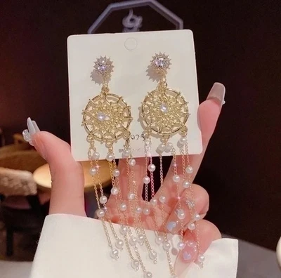 Модный жемчуг серьги искусственного белого жемчуга золотой тон свадьбы свадебный вечер выпускного - Изображение 1 из 4