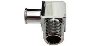 Chromed Aluminum Heater Hose Fitting 1/2" NPT to 5/8" Barb for SBC BBC 90 Degree - Picture 1 of 1