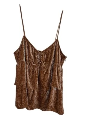 INC цветочный топ 14 коричневый бак выгорания Y2K ретро богемное вестерн 80-х ретро  - Изображение 1 из 4