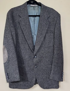 Stafford Blazer Sport Mantel Herren 44R Vintage Tweed Lammwolle Ellenbogen Patches Dapper - Bild 1 von 16