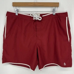 Bañador Penguin para hombre 36 rojo malla forrado cordón logotipo 6" entrepierna - Imagen 1 de 10