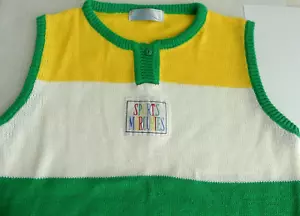 Sport Mercuries Damen ärmelloses Strickoberteil M adretter Pullover Vintage Streifen Tennis - Bild 1 von 8
