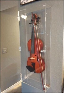 Violin Display Case Ukulele Fiddle Mandolin Acrylic Wall Holder Clear Shadow Box - Picture 1 of 12