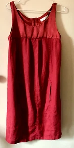 Nicole Farhi red midi dress. Linen & silk. Sleeveless/pinafore. Sz 12. Exc con - Picture 1 of 7