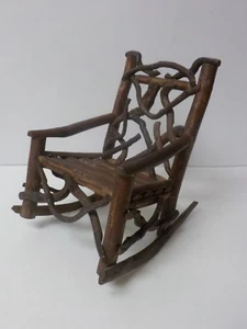 Vintage Hand Crafted 9.25" Doll's Country / Primitive TWIG Rocking Chair (#4) - Picture 1 of 9