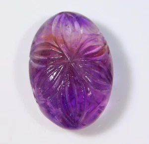 34.KT NATÜRLICHER AMETHYST SCHNITZEN QUARTZ OVAL EDELSTEIN CABOCHON 27x18x9 MM YZ = 0116 - Bild 1 von 6