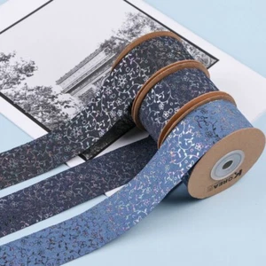 10 Yards Vine Floral Denim Webbing Ribbon Tape Packaging Materials for DIY Bow - Picture 1 of 12