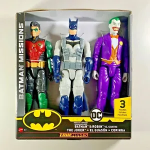 DC Mattel Batman, Robin and The Joker Figures x 3 NEW True Moves Batman Missions - Picture 1 of 2