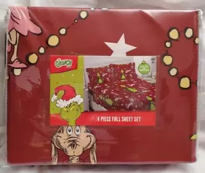 The Grinch Dr. Seuss FULL Sheet Set 4-Piece ~ Christmas Holiday ~ New - Picture 1 of 8