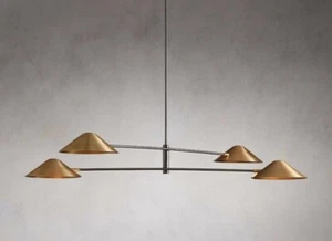 1950's Mid Century 4 Light Modern Raw Brass Pendant Sputnik chandelier light - Picture 1 of 5
