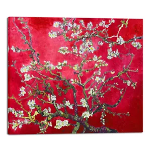 Red Almond Blossom Tree Canvas Print Van Gogh Painting Repro Wall Art Home Decor - Picture 1 of 7