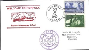 Brazilian Minesweeper JUTAI 8 Oct1960 Welcome to Norfolk Nicholson Cachet - Picture 1 of 1