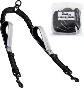 Heavy Duty Double Dog Leash Coupler with Comfortable Handle Pads Dog Lead Split - Picture 1 of 9